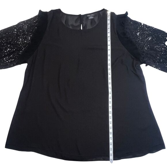 City Chic Blouse Womens 22 Black Boho Cottagecore Crochet Fairy Whimsy Goth Top - Picture 10 of 10